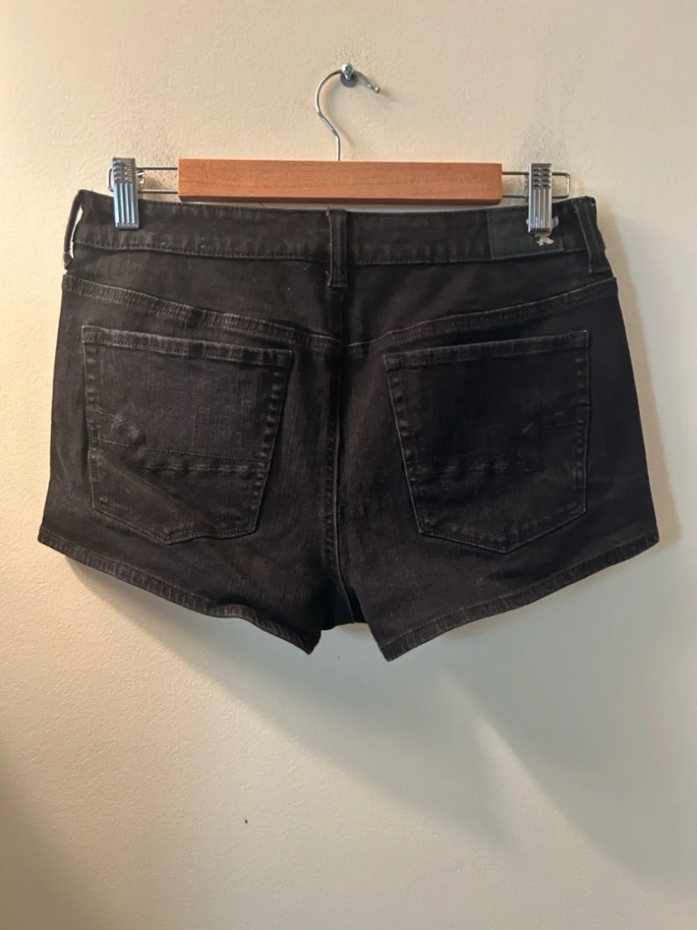 American Eagle Outfitters Black Denim Shorts High Rise Shortie Size 8